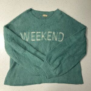 Hem & Thread Teal 'WEEKEND' Knit Top